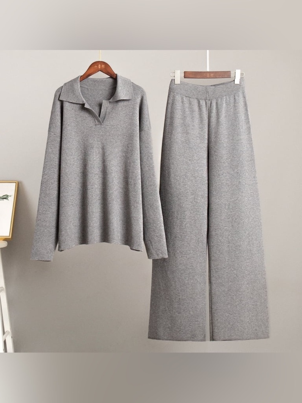 ALL WORTHY b Hunter McGrady 2 Piece Knit Grey Loungewear Set
Size Large Tall